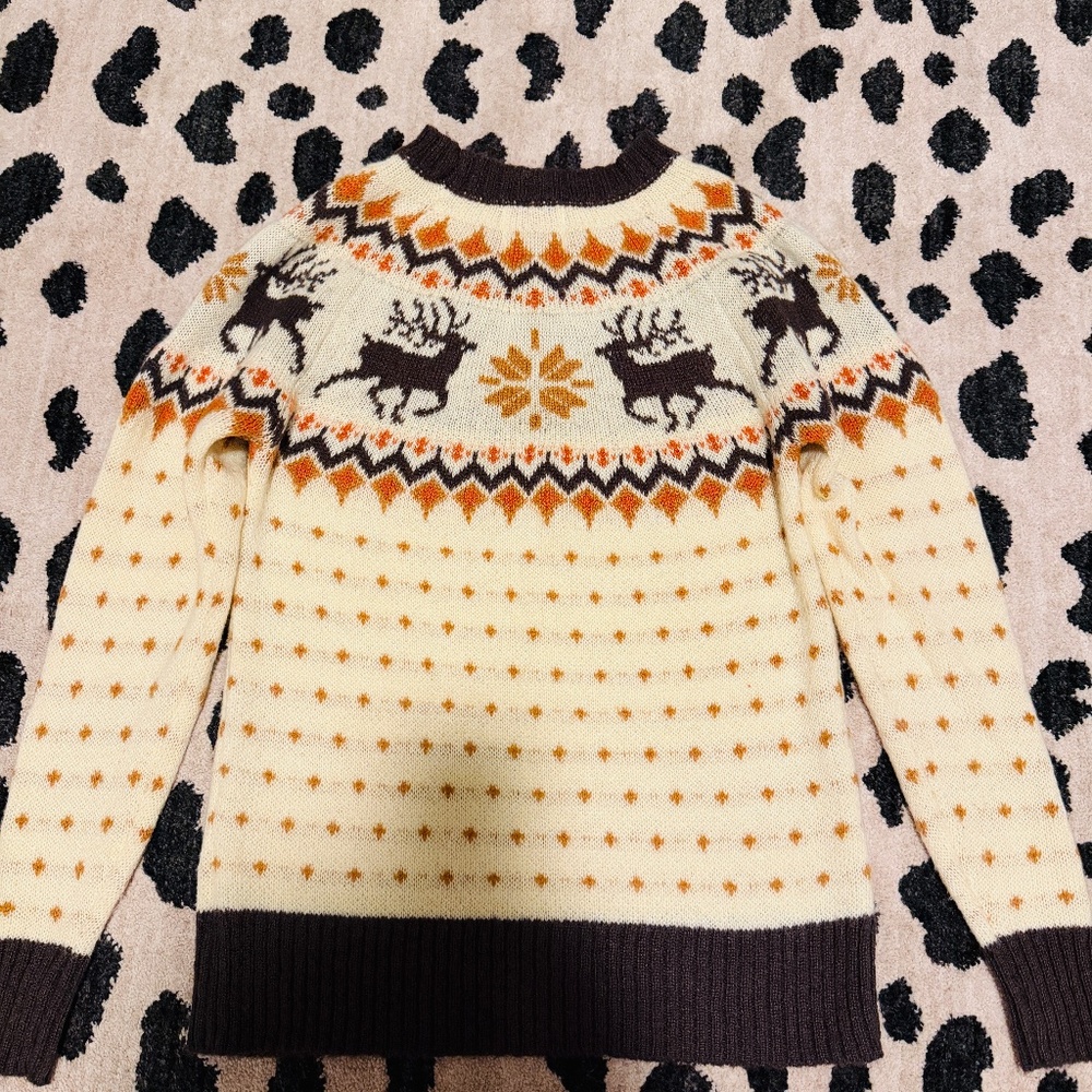 Kiel James Patrick Women's Deer Snowflake Fair Isle Crewneck Sweater M - Picture 3 of 3